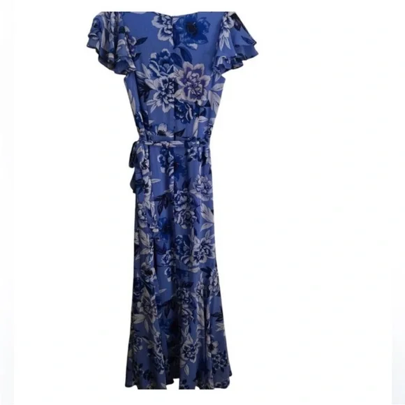Eliza J Blue Floral Maxi Dress size 8 - Picture 4 of 8